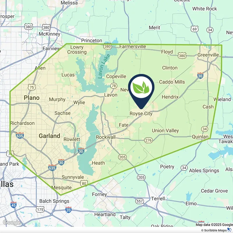 Lawn Envy Service Area Map Royse City TX